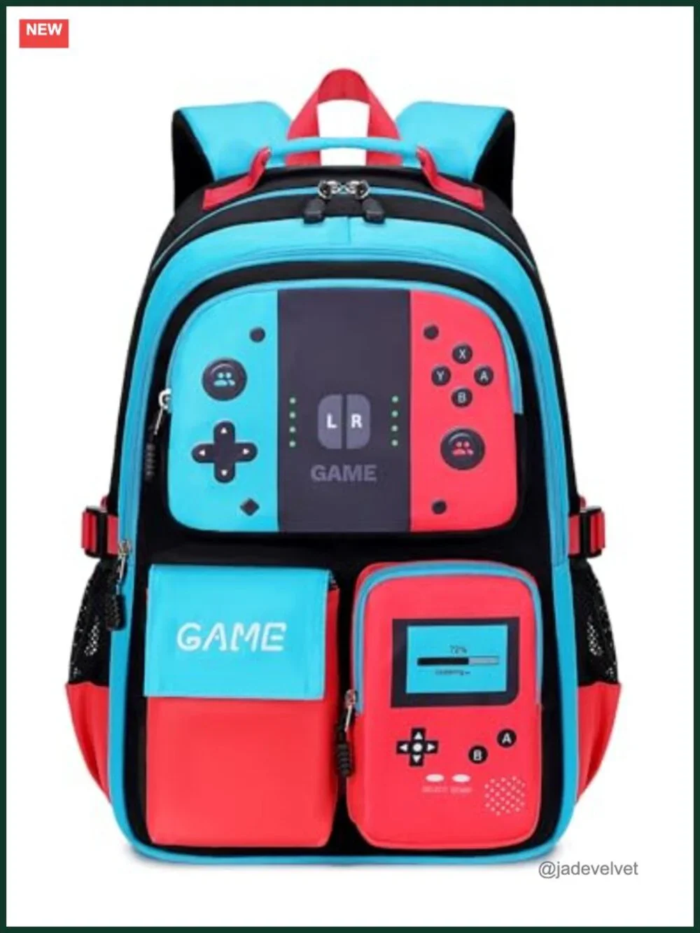 Kids Elementary School Backpack 18in Game Design Waterproof Nylon Backpack